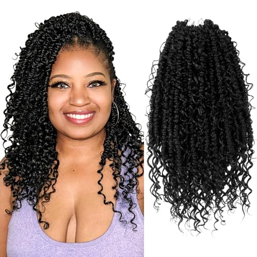Natural Black 12 Inch Boho Crochet Passion Twist Hair - Pre-Looped 8 Packs