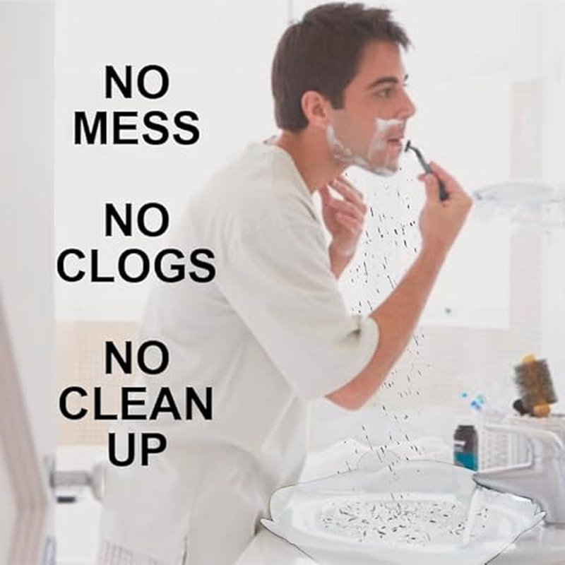 Beard Hair Catcher for Sink - Wet-Strength Shaving Guard, Patented Contour-Molding Sustainable Disposable Trimming Barrier for Mess-Free Grooming, Water Saving & Easy Bathroom Sink Cleanup by BeardBin