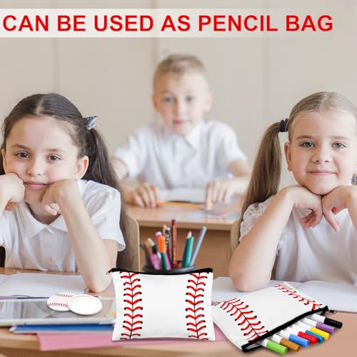 40 Baseball Makeup Bags Mirror Bulk Sport Team Gifts Baseball Cosmetic Bag Accessories for Women Toiletry Zipper Pouch Travel Canvas Gifts Stuff for Party Team Players Lover