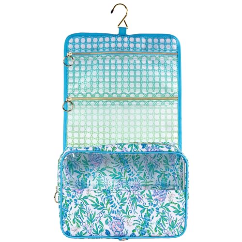 Lilly Pulitzer Hanging Toiletry Bag with Floral Pattern and Gold Details