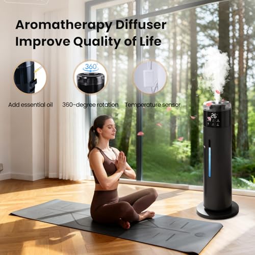 Decitiva Black 8L Ultrasonic Cool Mist Humidifier for Bedroom & Large Rooms