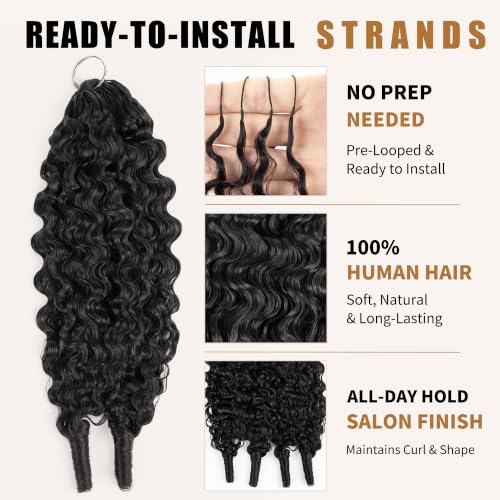 16 Inch Burmese Curly Feather Crochet Hair - Natural Black, Reusable, Lightweight, 60g #1B