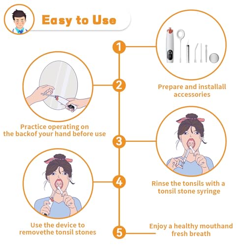 Electric Tonsil Stone Remover Vacuum Kit with Magnifier LED Light & Cleaning Tools