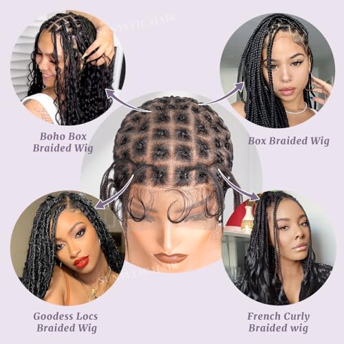 Braided Wig Cap with Baby Hair - Human Crochet Cap for Crochet Braids, Glueless, HD Lace, Black #1B - 99 Sections