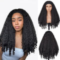 Black Afro Curly Headband Wig 22 Inch Synthetic Half Wig with Bouncy Curls - #1B