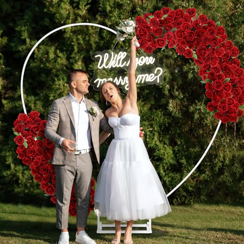 Large 6.6ft Metal Heart Arch Neon Sign for Marriage Proposal - White, 16.5 x 9.8 Inches