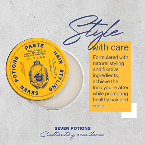 Men's Hair Styling Paste - Medium Flexible Hold, Matte Finish, Water-Based, Vegan & Cruelty-Free - 3.4 fl oz