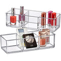 Amazing Abby 2-Pack Acrylic 3-Compartment Makeup Organizer for Vanity, Lipsticks & Nail Polishes