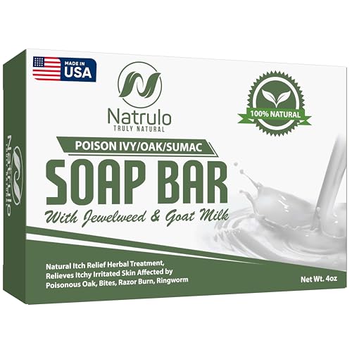 Poison Ivy Soap Bar with Jewelweed - Soothing, Healing Natural Itch Relief Herbal Treatment Home Remedy - Relieves Itchy Irritated Skin Affected by Poison Ivy/Oak/Sumac, Bites, Razor Burn, Ringworm