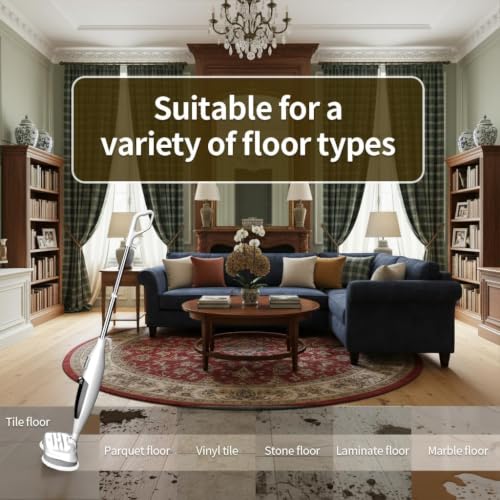 White PUREBEAR 300°F Steam & Scrub Mop with 13 Accessories - Lightweight & Multi-Surface Cleaning