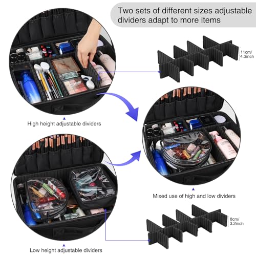 MONSTINA Extra Large Makeup Case 17 Inch Travel Makeup Train Case Professional Makeup Artist Case Nail Polish Organizer Storage Box with Two Adjustable Shoulder Strap