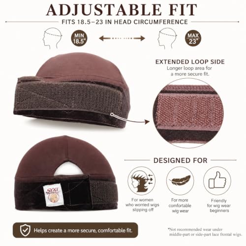 Dark Brown 2-Pack Wig Grip Caps for Women Non-Slip & Secure Fit