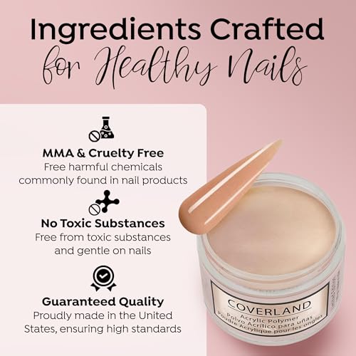 Tones Acrylic Powder 3.5oz "Sugar Cream" - Long Lasting Coverland Acrylic Nail Dip Powder Made in Usa - Limited Edition Non-Yellowing Acrylic Powder for Salon French Home & Manicure Use Bubble-Free