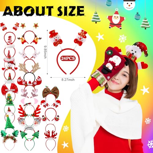 Retrowavy Christmas Headbands - Fun Holiday Hair Accessories Pack, 24 Pack