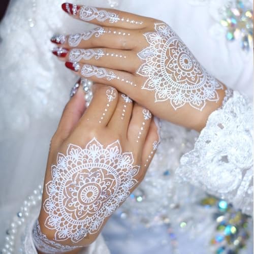 Henna Tattoo Stencils Kit, 18 Sheets Self-Adhesive Templates, Indian Mehndi Designs for Hands, Traditional Body Art