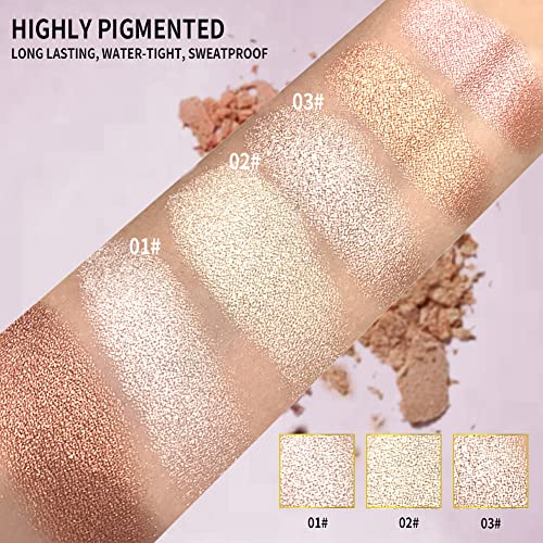 Highlighter Makeup Palette,holographic packaging with Mirror Cosmetics Vegan, Cruelty Free and Hypoallergenic 6 color Pigmented Face (Highlighters-01)