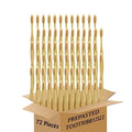 Beige Bamboo Disposable Toothbrush Set - 72 Prepasted Biodegradable Bristle