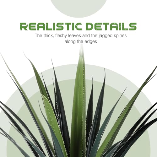 Artificial Spiked Agave Plant 4ft Tall Potted Faux Greenery Outdoor Indoor - Green, 48"