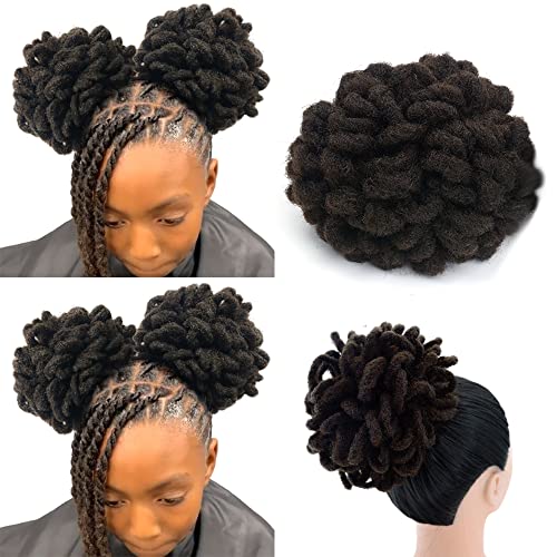 Yinmei Baibian 8 Inch 4# Dreadlocks Bun Ponytail Hair Extensions 2Pcs for Black Women