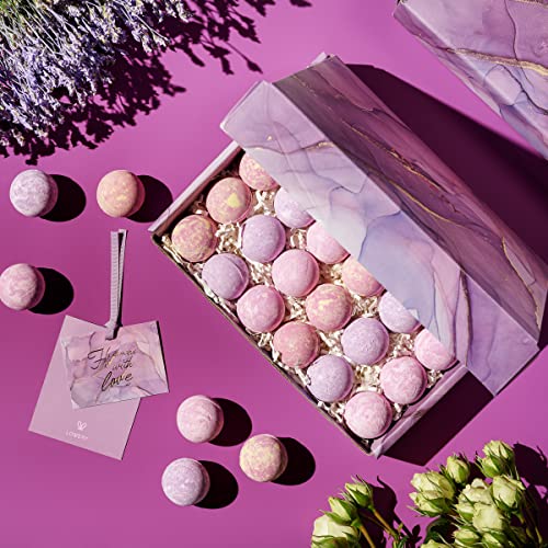 Lavender Bath Bombs Gift Set - 30pc Natural Spa Bubble Bath Accessories