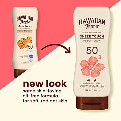 Hawaiian Tropic Sheer Touch Lotion Sunscreen SPF 50, 8oz | Hawaiian Tropic Sunscreen SPF 50 & Weightless Hydration Lotion Sunscreen for Face SPF 30, 1.7oz