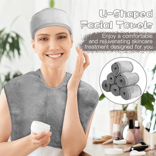 18PCS U-Shaped Microfiber Facial Towels for Estheticians & Spa, Grey