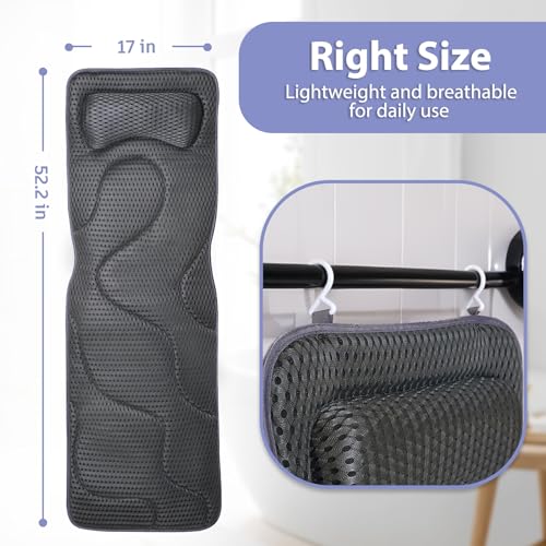Full Body Bath Pillow for Tub -Soft Bathtub Pillow for Full Back, Head and Neck Support, Quick Dry Bath Cushion, Tub Pillow with 168 Suction Cups, Bathtub Accessories for Gift