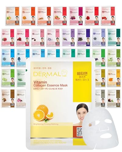 DERMAL 39 Korean Essence Sheet Mask Variety Pack, Formulas, No Repeats
