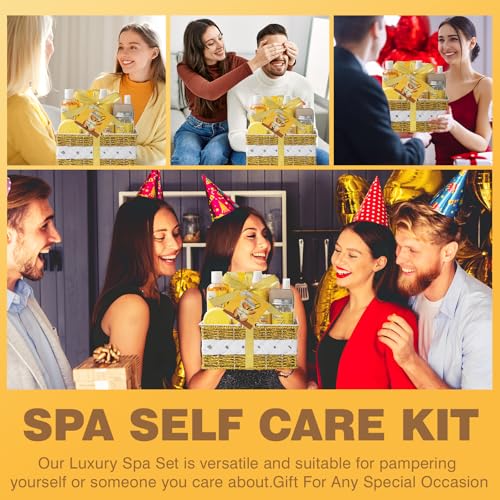 Vanilla & Honey Almond Spa Gift Set 19pcs - Relaxing Bath & Body Kit for Women & Men