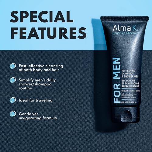 ALMA K 6.76 Fl Oz Refreshing 2-in-1 Men's Body Wash & Clarifying Shampoo Pack of 2