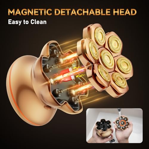 MAXGROOM¢ç PRO 7D Electric Head Shaver for Bald Men ? Electric Razor with 7D Flexible Skin-Friendly Blades, Long Battery Life, IPX6 Waterproof, LED Display, 2 Speed Settings, Premium Gifts for Men