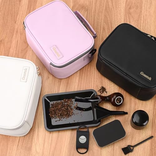 Black PU Leather Travel Organizer Bag with Lock - Medium Portable Storage Case