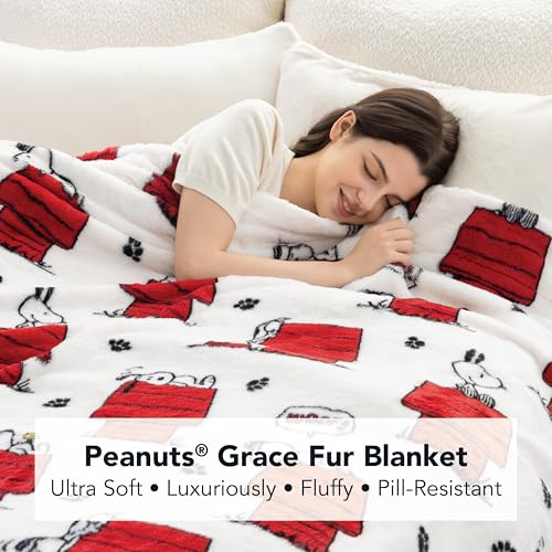 Queen Size Faux Rabbit Fur Snoopy Blanket - Regular White, 90x90 Inches, Plush Cozy Throw for Bed & Sofa with Variation