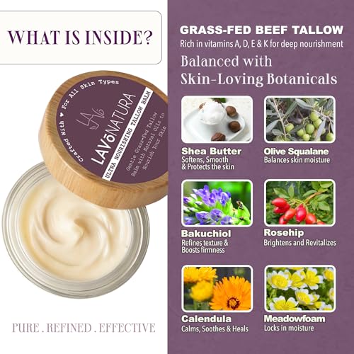 Whipped Grass-Fed Beef Tallow Balm for Face & Body with Shea & Rosehip Oil