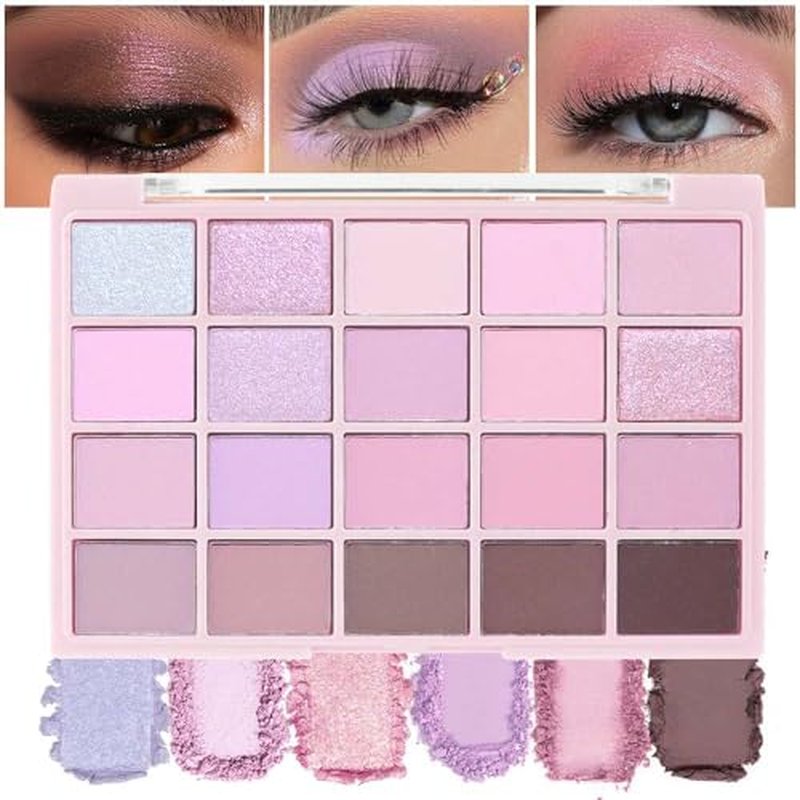 20 Nude Brown Pink Matte Shimmer Eyeshadow Palette for Eye Makeup,High Pigmented Beige Purple Tan Eye Shadow Primers Powder Palet de sombras de ojos (04# Light Lavender)