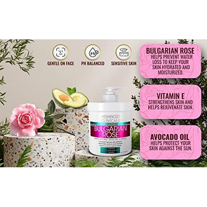 Advanced Clinicals Bulgarian Rose Anti Aging Cream + Retinol Firming Cream Set