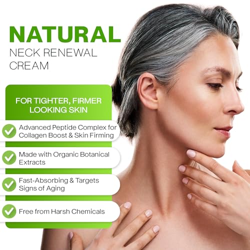 Advanced Neck Firming Cream Anti Aging Skin Firming Neck cream for tightening & lifting Wrinkles, Sagging or Crepe Skin Under Chin, Face and Chest with Peptides, Vitamin C & Hyaluronic Acid