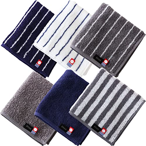 Japanese Imabari Towel Set - 6 Mini Face Towels, 100% Cotton, Assortment D