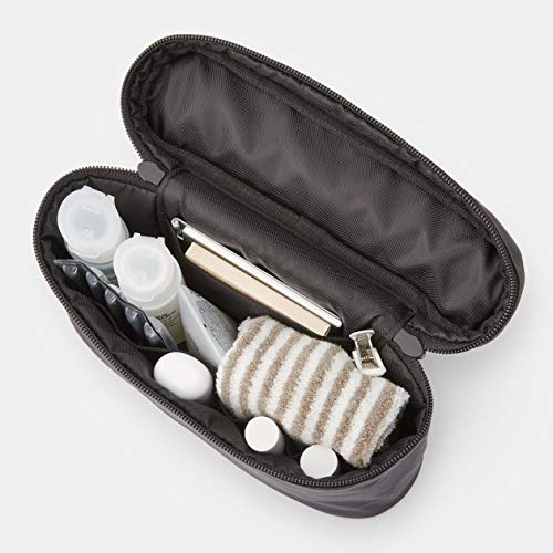 MUJI Nylon Pouch with Handle - Thin Travel Wallet, Black, 4.9 x 8.1 inches