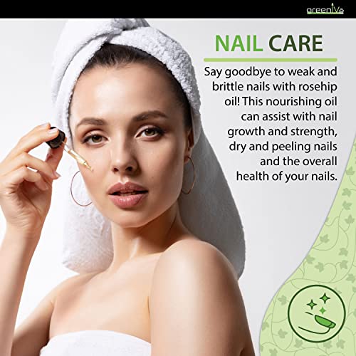GreenIVe Organic Rosehip Oil 8 Fl Oz - Pure Cold Pressed Skin & Hair Treatment