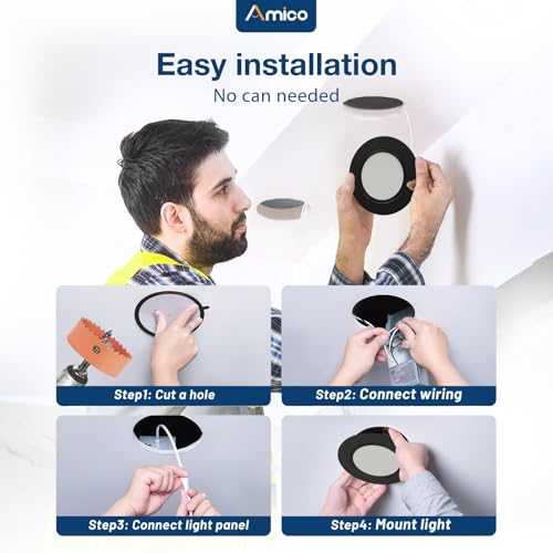 6 Inch Black Gimbal LED Recessed Ceiling Light - Adjustable, 5 CCT