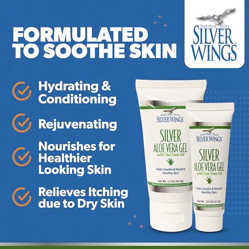 Natural Path Silver Wings 200ppm Silver with Aloe Vera Gel and Tea Tree Oil - Soothing Skin Care - 1.5 oz