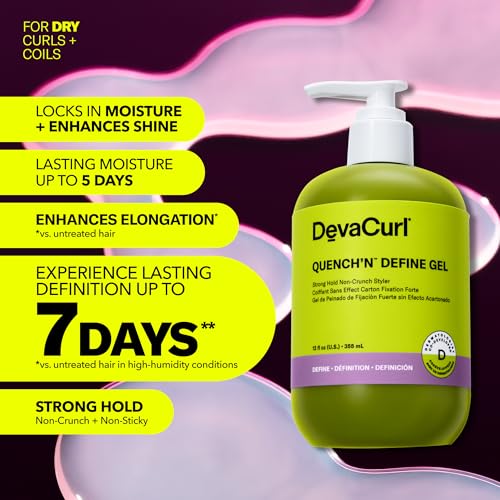 DevaCurl Quench 'n Gel 12 Oz – Strong Hold Curl Styler with Moisture & Shine