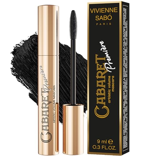 Vivienne Sab? Cabaret Premiere Black Mascara, Volume and Length, Defining, Curling, No Flaking, No Clumping, Smudge Proof, Washable, Cruelty-Free, Made in Europe, (01 Black), 0.3 Fl Oz, 1 Pack