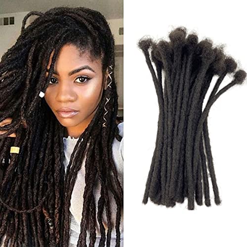 PHYSKA 18inch 10 Strands Human Hair Dreadlock Extensions Full Head Durable & Dyeable
