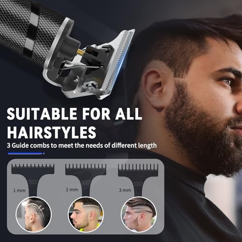 Men's Cordless Beard Trimmer with Titanium Ceramic T-Blade - Black