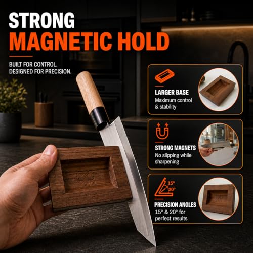 Walnut Rolling Knife Sharpener 15 & 20 Degrees Dual Angle Kit for Kitchen & Chef Knives