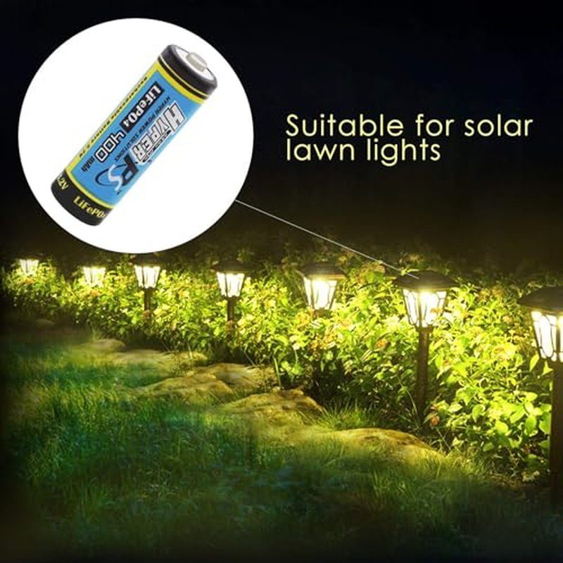 12 Pack 3.2V LiFePo4 14430 (14 x 43mm) 400mAh Rechargeable Battery for Solar Panel Light, Tooth Brush, Shaver, Flashlight