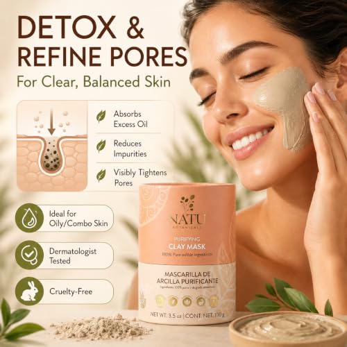 3.5oz Purifying Bentonite Clay Face Mask for Deep Pore Cleansing & Oil Control