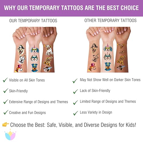 101+ Wolf Temporary Tattoos ? Printable, Waterproof Fake Tattoos for Kids, Girls, Boys, Teens & Adults ? Ideal for Birthday Parties, Decorations (A)